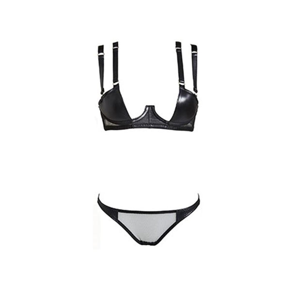 Nina Leather Demi Bra With Half Cups by Something Wicked